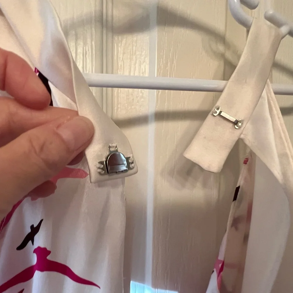 Stunning Chloe Dao (Project Runway winner) size 2 halter top, pink bird print - Picture 3 of 5